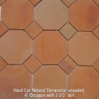 Hand Cut Natural Terracotta  unsealed 4” Octagon w/ 1 1/2” dot